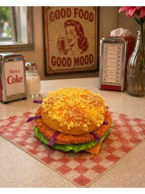 New Real Size Realistic Display Fake Play Food Prop Cheeseburger W/ Lettuce